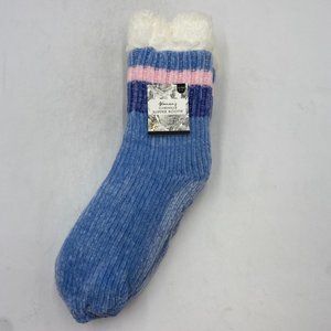 2 for $20 - Chenille Woman's Slipper Bootie Blue Socks